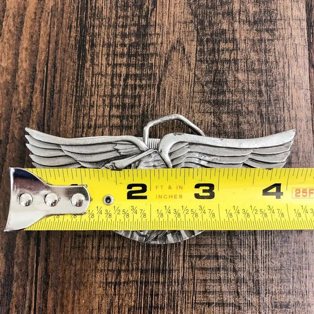 Vintage Western Belt Buckle Bald Eagle Flying USA Made 1980 Indiana Metal Crafts